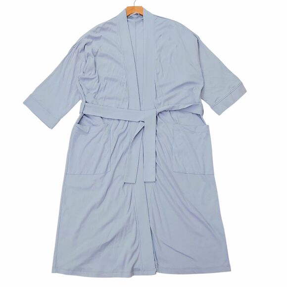 Eileen Fisher Boxy Robe Womens S/M Blue Organic Cotton Sleepwear Loungewear - Picture 1 of 12